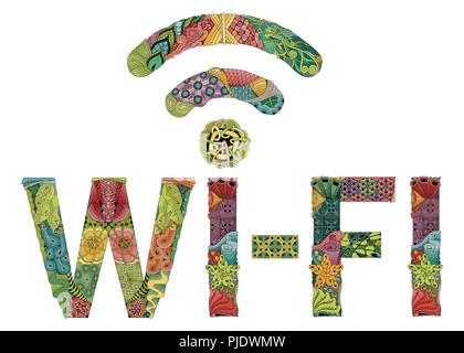 WIFI icon illustration. Vector decorative zentangle object Stock Vector