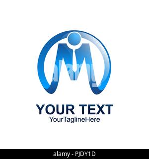 Initial letter K logo template colored blue circle man design for business and company identity Stock Vector