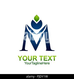 Initial letter M logo template colored blue green design for business and company identity Stock Vector