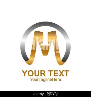 Initial letter MI or IM  logo template colored silver gold circle design for business and company identity Stock Vector