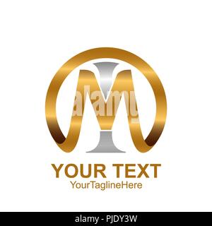 Initial letter MI or IM  logo template colored silver gold circle design for business and company identity Stock Vector