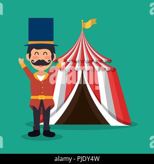circus presenter with tent Stock Vector