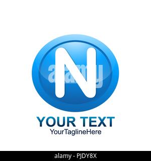Initial letter N logo template colored blue circle design for business and company identity Stock Vector