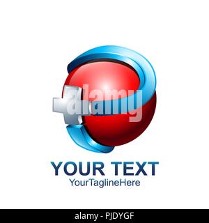 Initial letter P logo template colored red blue circle sphere pharmaceutical design for business and company identity Stock Vector