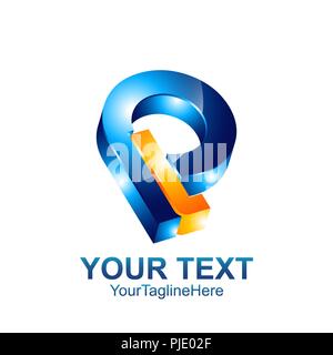 Initial letter PL or LP logo template colored orange blue design for business and company identity Stock Vector