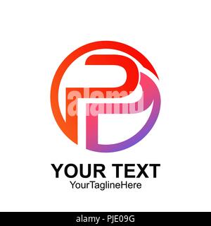Initial letter P or PP logo template colorful circle design for business and company identity Stock Vector