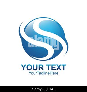 Letter S logo design template colored blue circle swoosh design for business and company identity. Abstract initial S alphabet logo element. Stock Vector