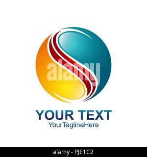 Letter S logo design template colored orange red blue circle swoosh design for business and company identity. Abstract initial S alphabet logo element Stock Vector