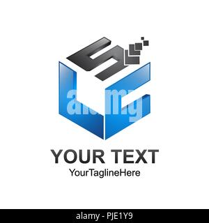 Cube pixel Letter SLC initial alphabet logo design template element Stock Vector