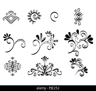 set victorian and floral monochrome icons Stock Vector Image & Art - Alamy