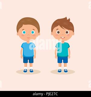 couple of little boys characters Stock Vector