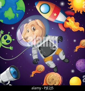 A dog in space illustration Stock Vector