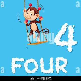 A monkey juggling four balls illustration Stock Vector