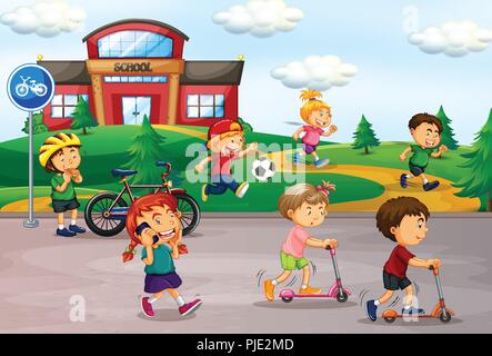 Student playing at schoolyard illustration Stock Vector