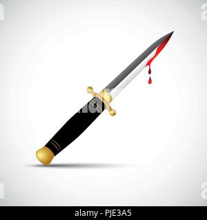 sharp bloody dagger knife isolated vector illustration EPS10 Stock Vector