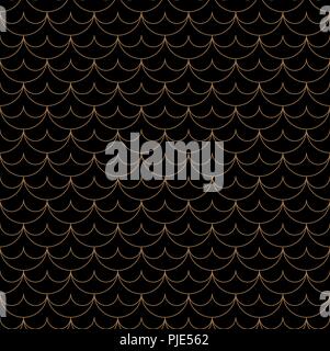 Geometric fish scales chinese seamless pattern. Wavy roof tile background for design. Vector Stock Vector