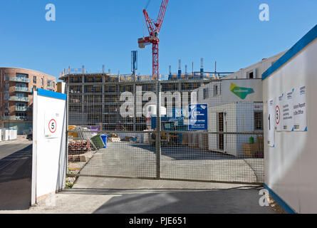 Entrance to a housing apartment construction building site in the city town centre York North Yorkshire England UK United Kingdom GB Great Britain Stock Photo