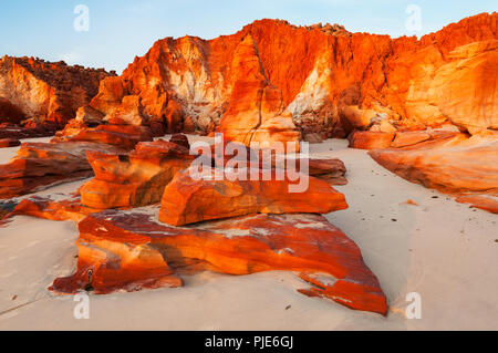 Typical red rocky cliffs at Cape Leveque. Stock Photo