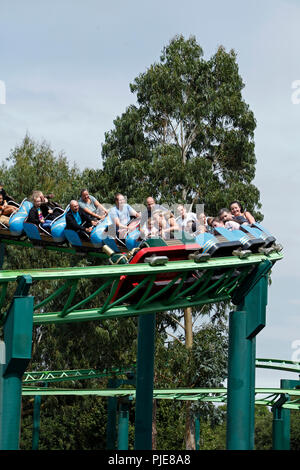 Holidaymakers having fun on the roller coaster at the Big Sheep, North ...