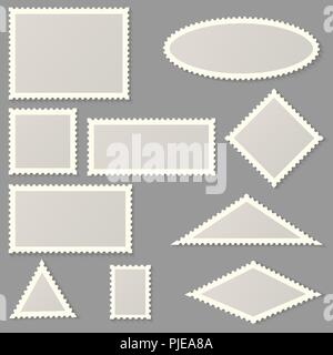 Postage stamps of various shapes and sizes Stock Vector