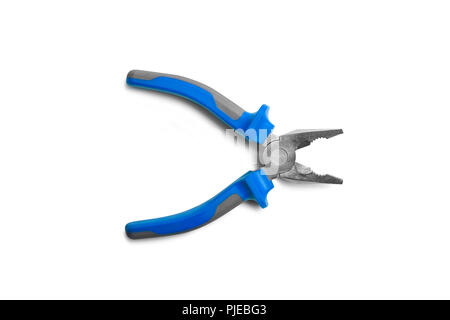 Pliers tools blue and gray color isolated on white Stock Photo