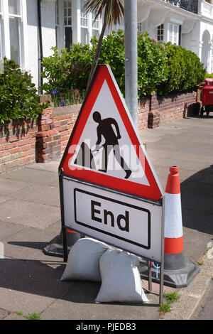 traffic sign, work in progress, Bexhill-on-sea, United Kingdom Stock Photo