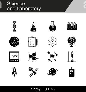 Science and Laboratory icons. Design for presentation, graphic design, mobile application, web design, infographics. Vector illustration. Stock Vector