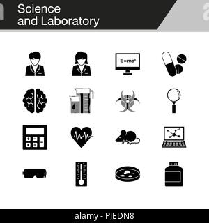 Science and Laboratory icons. Design for presentation, graphic design, mobile application, web design, infographics. Vector illustration. Stock Vector