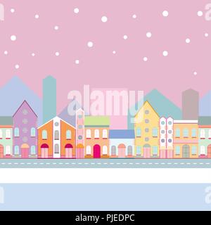 House buildings, home seamless background pattern Stock Vector