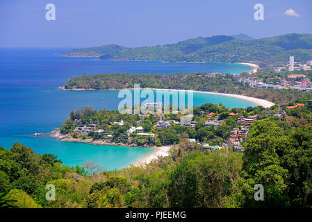 Look at Karon and Patong Beach of the Karon Viewpoint, Phuket, Thailand, Blick auf Karon und Patong Beach vom Karon Viewpoint Stock Photo