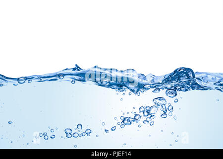 splashing water with underwater bubbles isolated on white background Stock Photo