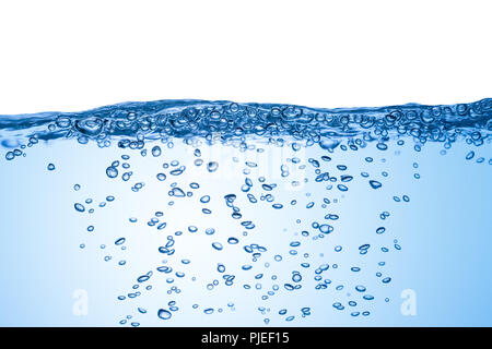 splashing water with underwater bubbles isolated on white background Stock Photo