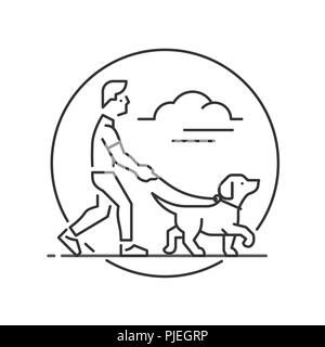 Man walking a dog Stock Vector