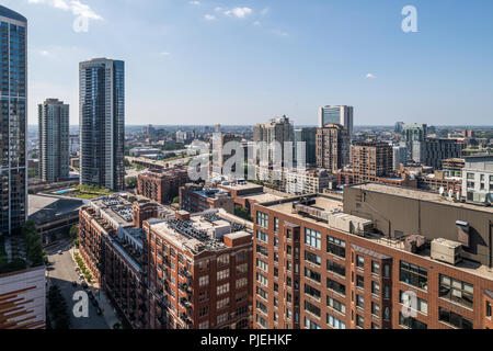 Aerial view of residential neighborhood with apartment buildings ...