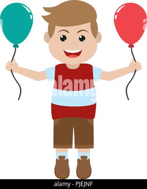 cute boy with nice balloons design Stock Vector