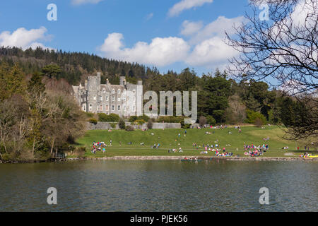 Castlewellan Castle over the busy Easter weekend at Castlewellan Forest Park, County Down, N.Ireland. Stock Photo