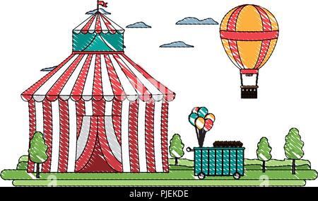 circus and air balloon with car shop Stock Vector Image & Art - Alamy
