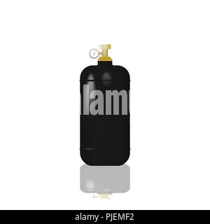 Cylinder black with liquefied gas. Compressed air vector illustration. Stock Vector