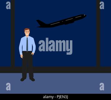 Man at the international airport Stock Vector