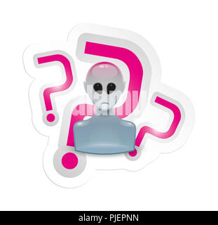 An image of an alien with questions Stock Photo