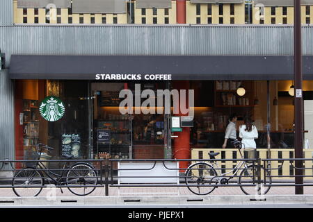 A Starbucks coffee shop in Asakusa, central Tokyo. (June 2018) Stock Photo