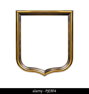 Heraldic shield diploma in wooden frame isolated on white Stock Photo