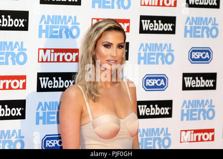 London, UK. 6th September, 2018. Ferne McCann, Animal Hero Awards, Grosvenor House Hotel, London, UK, 06 September 2018, Photo by Richard Goldschmidt Credit: Rich Gold/Alamy Live News Stock Photo