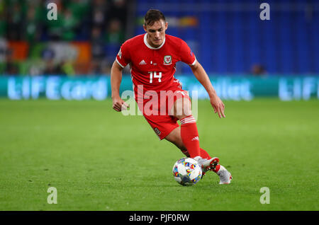 Cardiff City Stadium, Cardiff, UK. 6th Sep, 2018. UEFA Nations League football, Wales versus Republic of Ireland; Connor Roberts of Wales with the ball Credit: Action Plus Sports/Alamy Live News Stock Photo