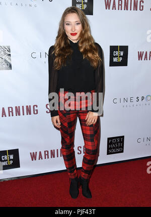 Beverly Hills, CA, USA. 6th Sep, 2018. 06 September 2018 - Beverly Hills, California - Alexandra Vino. ''Warning Shot'' LA Premiere held at the WGA Theater Photo Credit: Birdie Thompson/AdMedia Credit: Birdie Thompson/AdMedia/ZUMA Wire/Alamy Live News Stock Photo