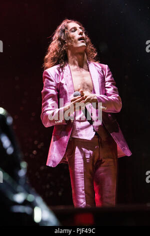 Milan Italy. 06 September 2018. The Italian rock band MANESKIN performs live on stage at Area-Expo Experience during the 'Milano Rocks 2018' Credit: Rodolfo Sassano/Alamy Live News Stock Photo