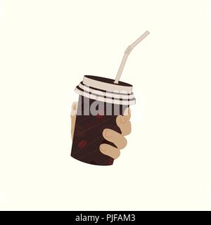 Plastic Cup in Hand Stock Vector