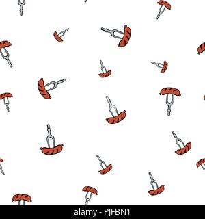 Sausage fork pattern seamless. Vector illustration. Isolated white background. Stock Vector