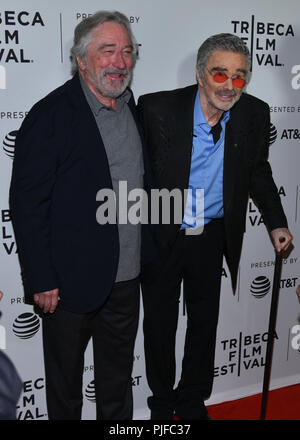 Robert De Niro and Burt Reynolds attend the 'Dog Years' Premiere during 2017 Tribeca Film Festival at Cinepolis Chelsea on April 22, 2017 in New York  Stock Photo