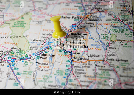 A map of Idaho Falls, Idaho marked with a push pin Stock Photo - Alamy